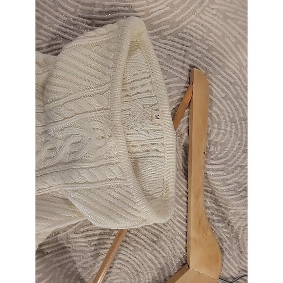 Chunky Cable Knit Cream Turtleneck Sweater Dress Medium Fisherman Core - Picture 7 of 7